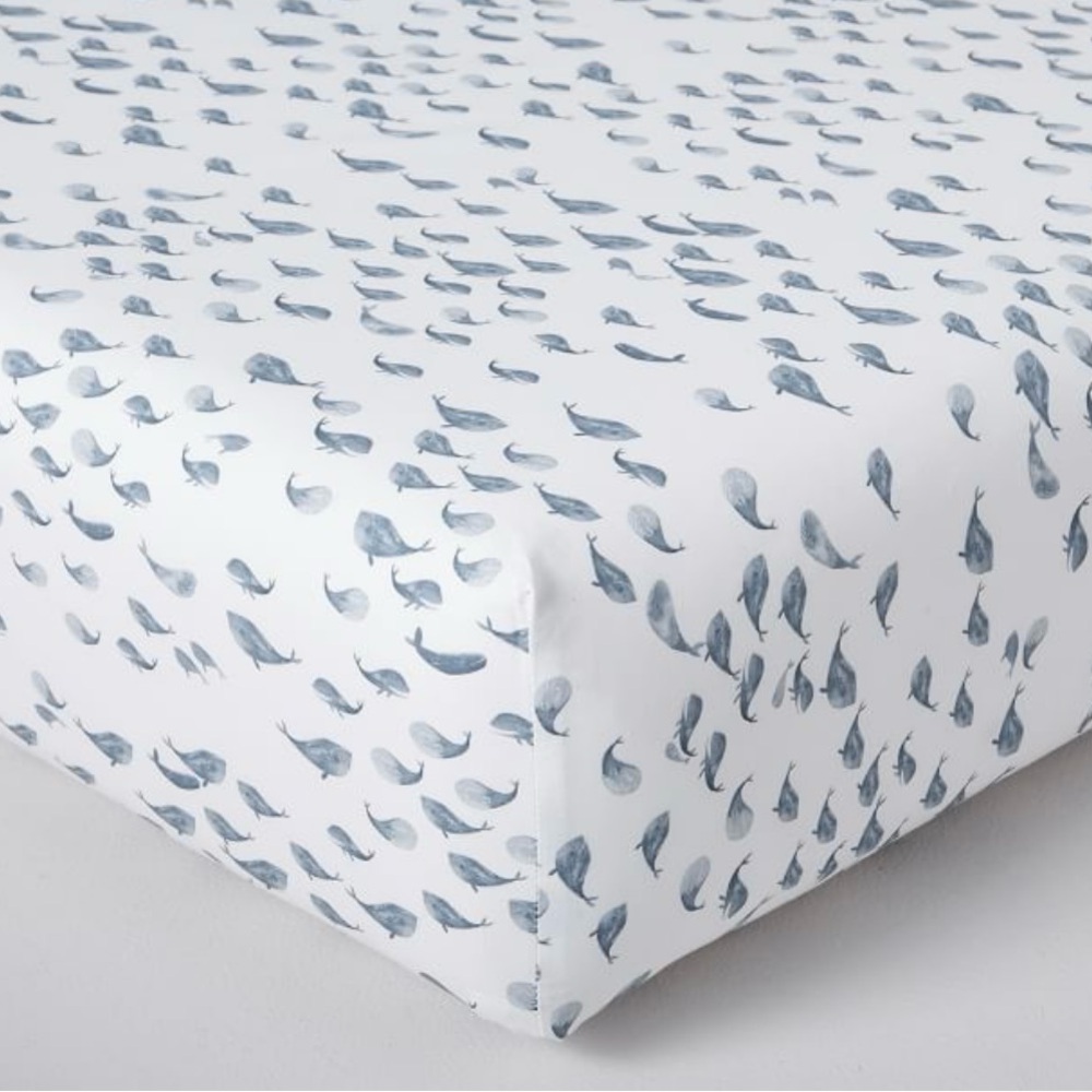 Pottery Barn Blue Whale Patterned Fitted Sheet